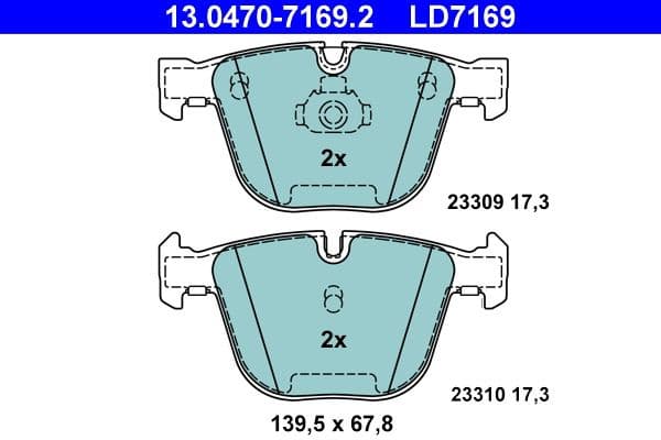 Brake Pad Set, disc brake ATE Ceramic 13.0470-7169.2 - image 2