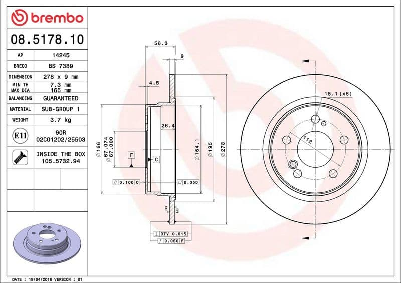 Brake Disc PRIME LINE 08.5178.10 - image 3