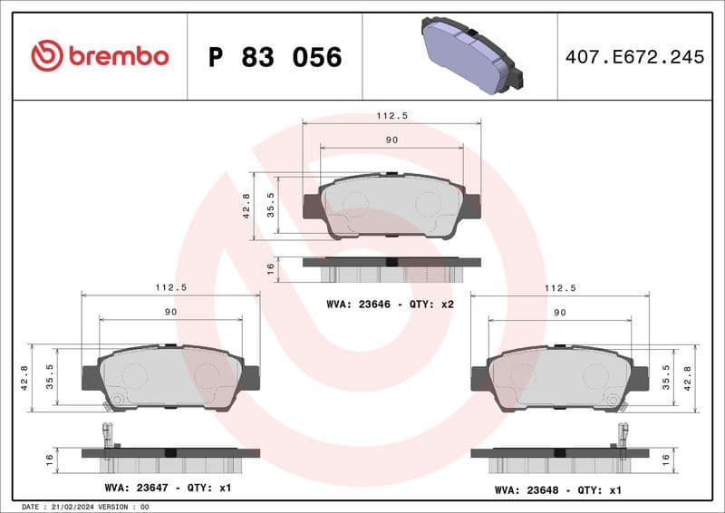 Brake Pad Set, disc brake PRIME LINE P83056 - image 3