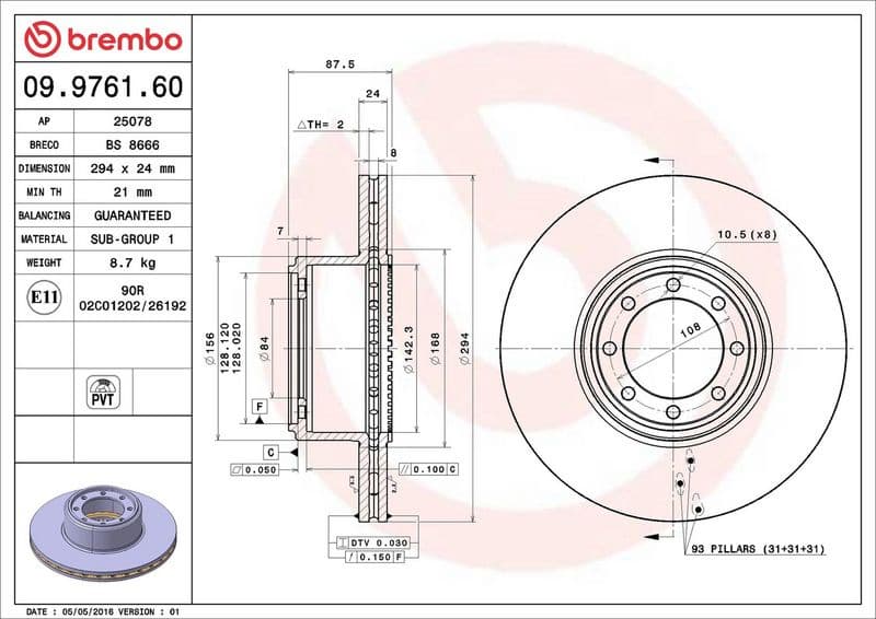 Brake discs kit rear, (2pcs), Top Quality 09.9761.60 - image 3