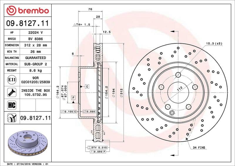 Brake Disc PRIME LINE - UV Coated 09.8127.11 - image 3