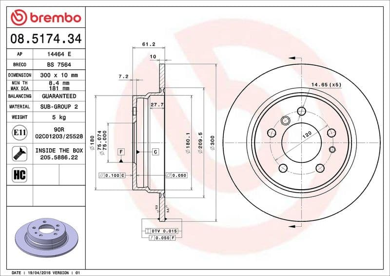 Brake Disc PRIME LINE 08.5174.34 - image 3