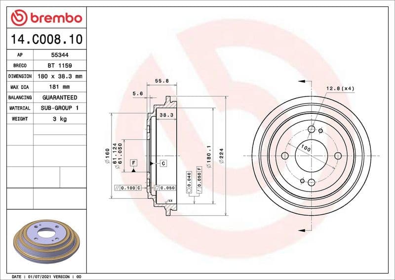 Brake Drum ESSENTIAL LINE 14.C008.10 - image 2