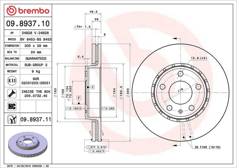 Brake Disc PRIME LINE - UV Coated 09.8937.11 - image 3