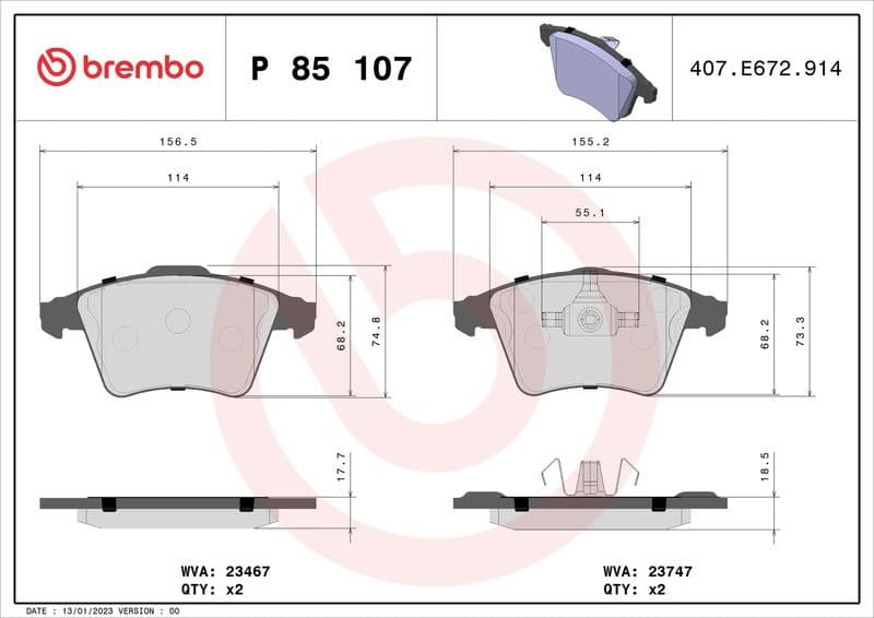 Brake Pad Set, disc brake PRIME LINE P85107 - image 3