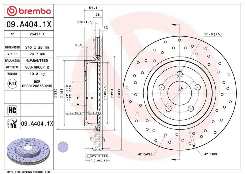 Brake Disc XTRA LINE - Xtra 09.A404.1X - image 2