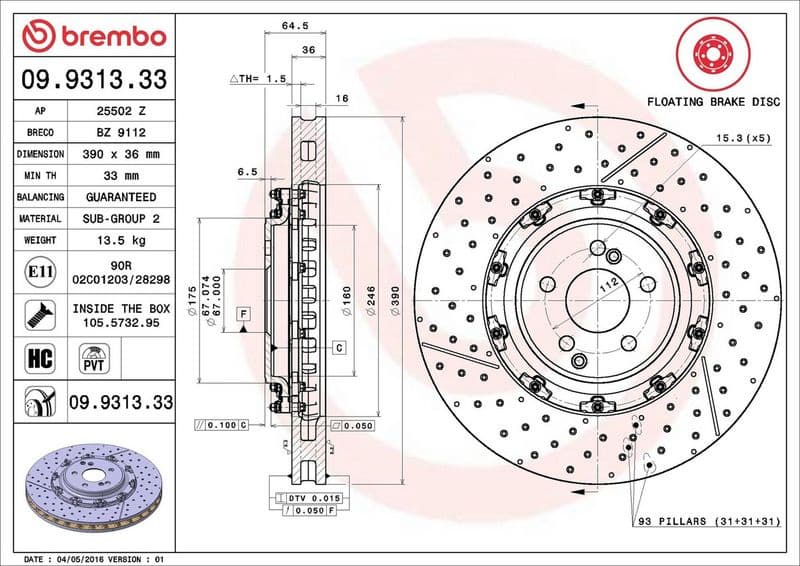 Brake Disc PRIME LINE - Floating 09.9313.33 - image 3