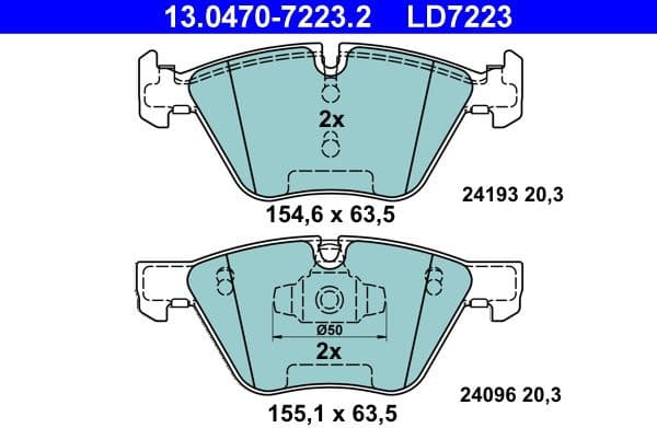 Brake Pad Set, disc brake ATE Ceramic 13.0470-7223.2 - image 2