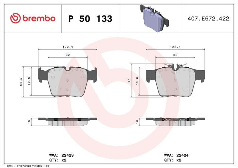 Brake pads rear, Top Quality P50133 - image 2