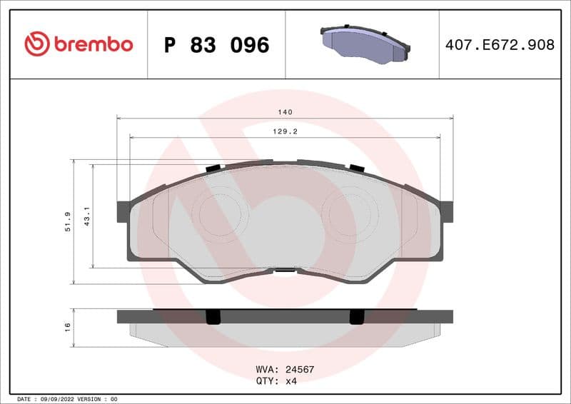 Brake Pad Set, disc brake PRIME LINE P83096 - image 3