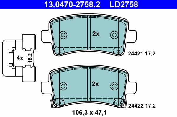 Brake Pad Set, disc brake ATE Ceramic 13.0470-2758.2 - image 2