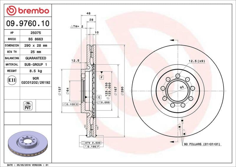 Brake Disc PRIME LINE 09.9760.10 - image 3