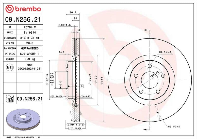 Brake Disc PRIME LINE - UV Coated 09.N256.21 - image 2