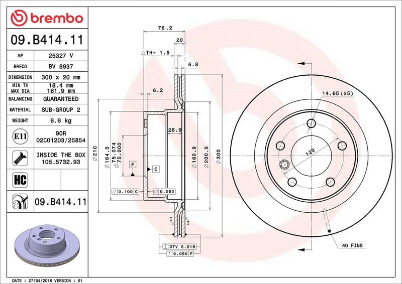Brake Disc PRIME LINE - UV Coated 09.B414.11 - image 3