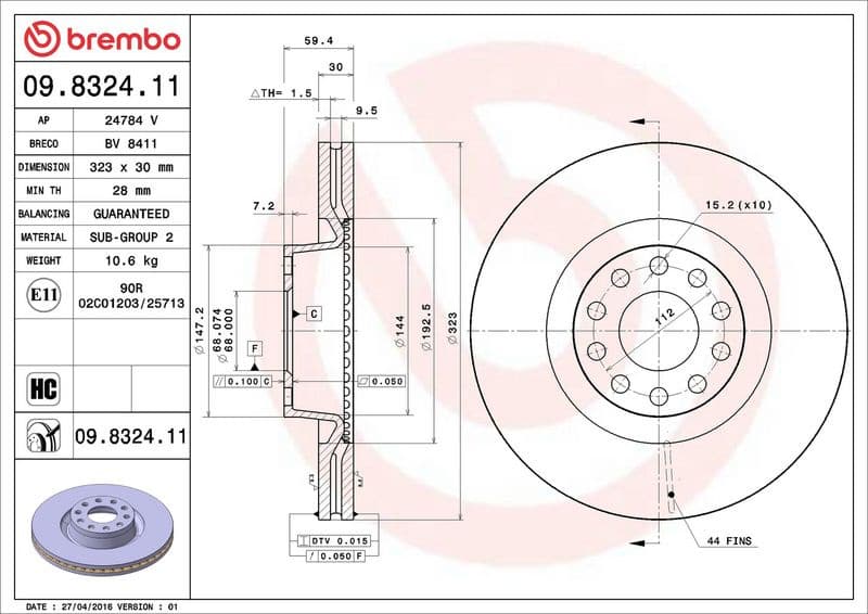 Brake Disc PRIME LINE - UV Coated 09.8324.11 - image 3