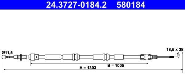 Cable Pull, parking brake 24.3727-0184.2 - image 2