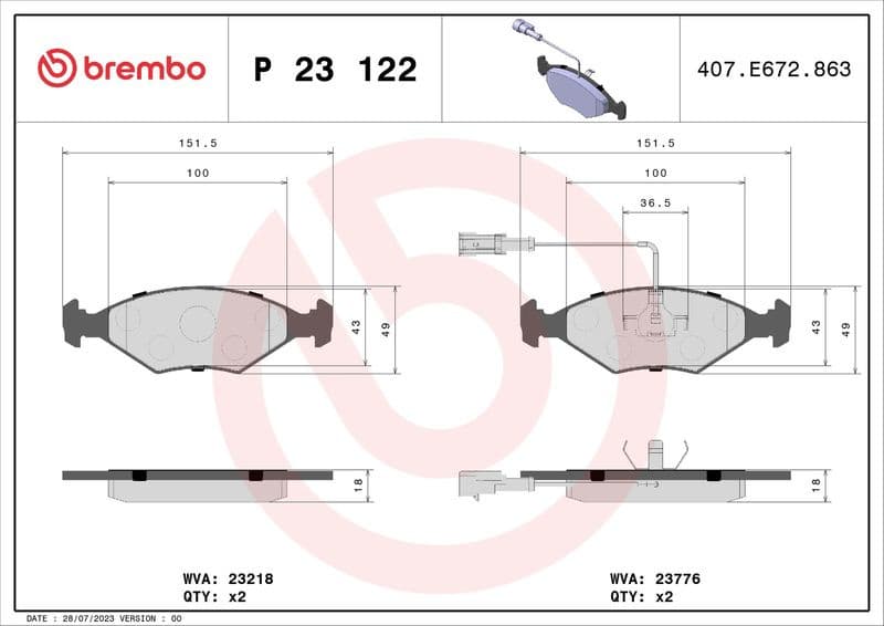 Brake Pad Set, disc brake PRIME LINE P 23 122 - image 3