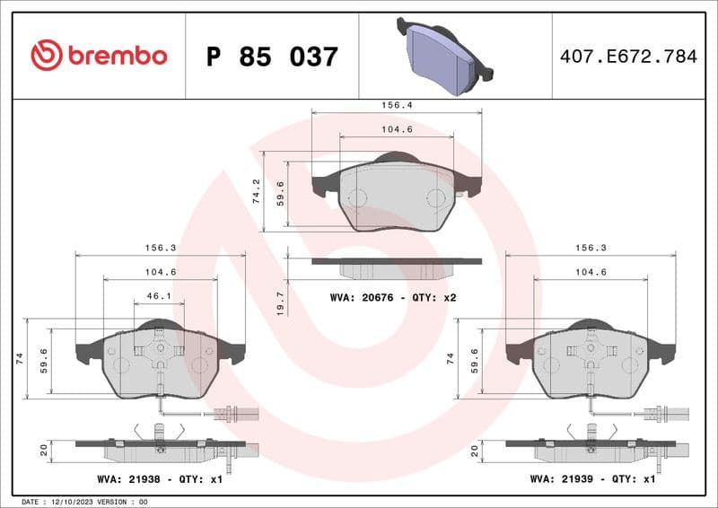 Brake Pad Set, disc brake XTRA LINE P85037X - image 2