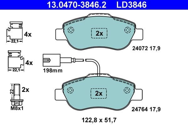 Brake Pad Set, disc brake ATE Ceramic 13.0470-3846.2 - image 2