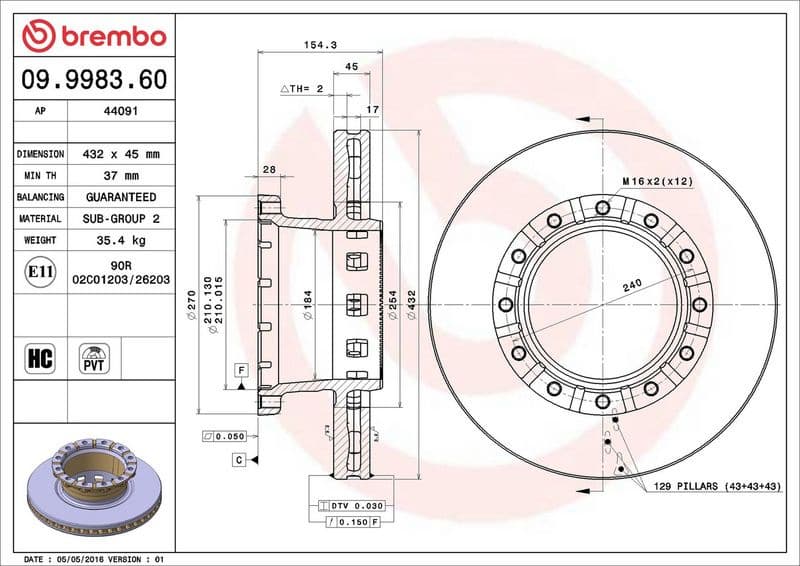 Brake Disc PRIME LINE 09.9983.60 - image 3