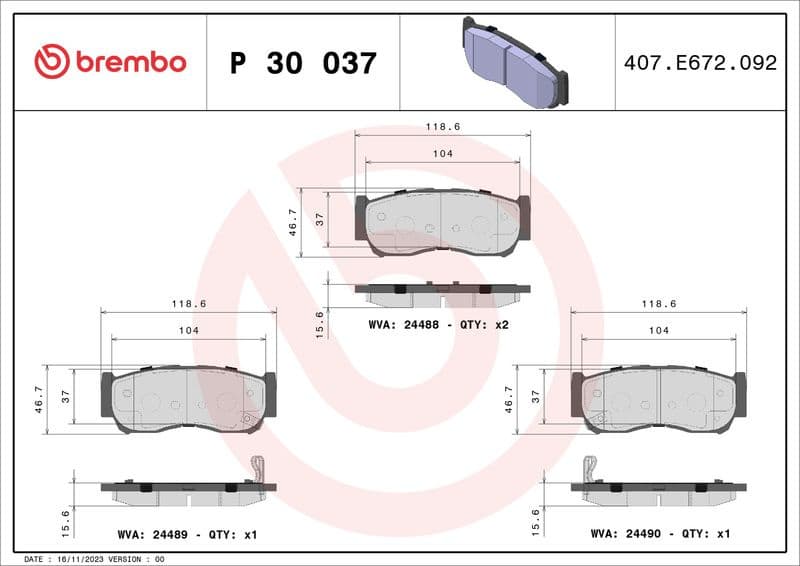Brake pads rear, Top Quality P30037 - image 3