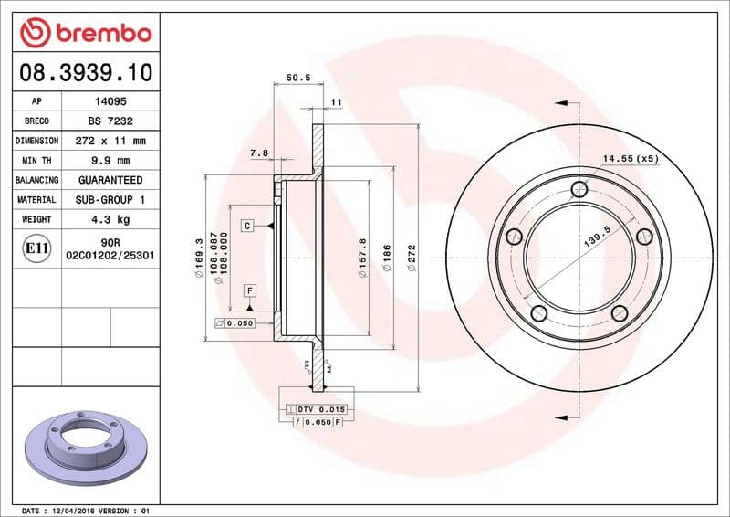 Brake Disc PRIME LINE 08.3939.10 - image 3
