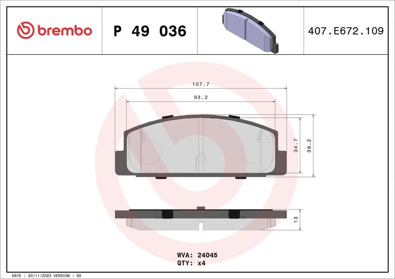 Brake pads rear, Top Quality P49036 - image 3