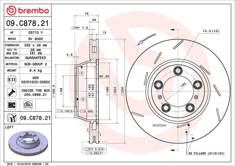 Brake Disc PRIME LINE - UV Coated 09.C878.21 - image 2