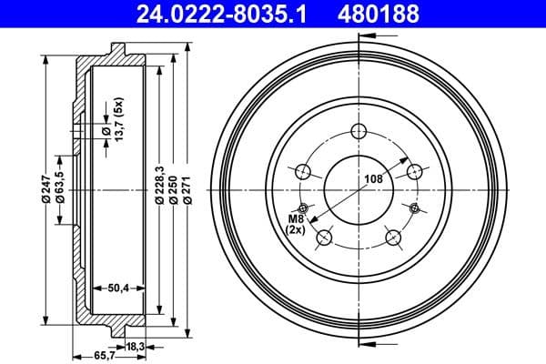 Brake Drum 24.0222-8035.1 - image 2