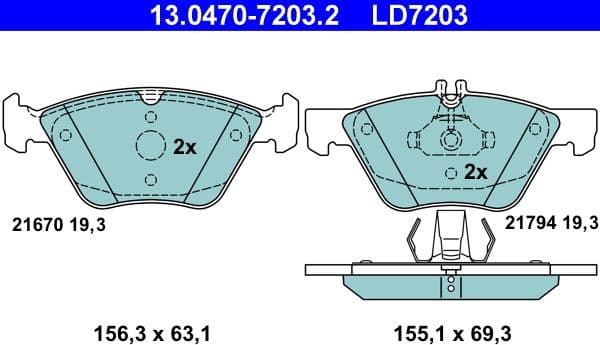 Brake Pad Set, disc brake ATE Ceramic 13.0470-7203.2 - image 2