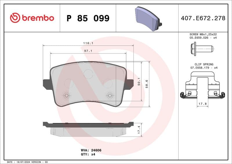 Brake pads rear, Top Quality P85099 - image 3