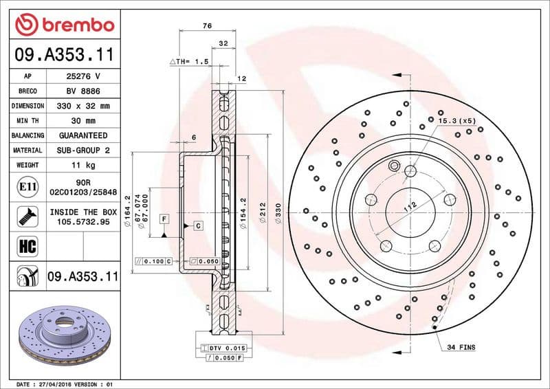 Brake Disc PRIME LINE - UV Coated 09.A353.11 - image 3