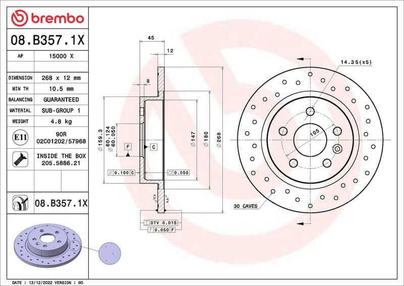 Brake Disc XTRA LINE - Xtra 08.B357.1X - image 2