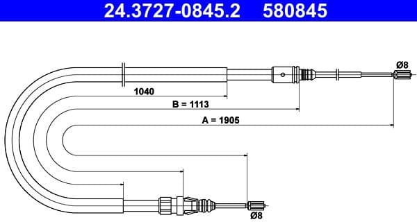 Cable Pull, parking brake 24.3727-0845.2 - image 2