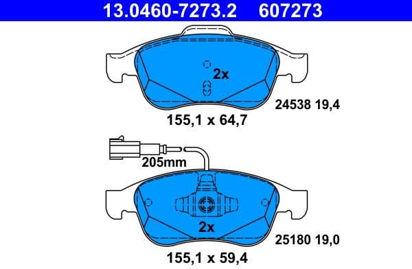 Brake Pad Set, disc brake 13.0460-7273.2 - image 2