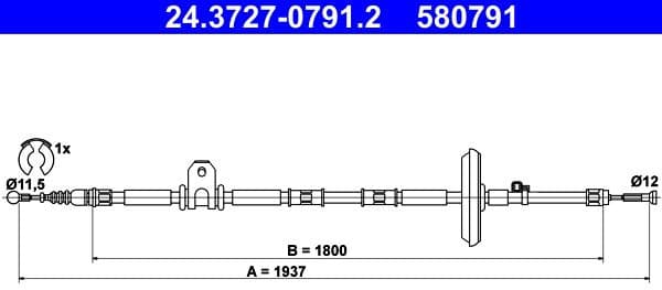 Cable Pull, parking brake 24.3727-0791.2 - image 2