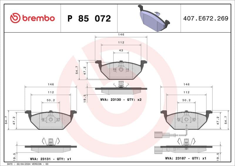 Brake Pad Set, disc brake XTRA LINE P85072X - image 3