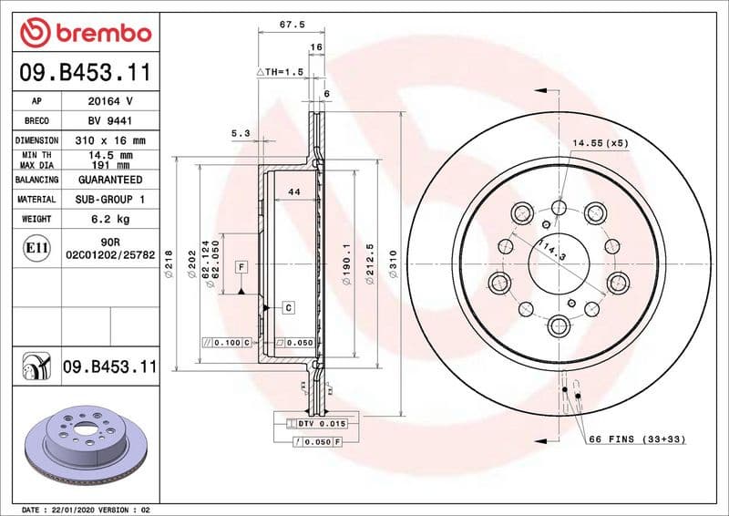 Brake Disc PRIME LINE - UV Coated 09.B453.11 - image 3