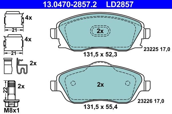 Brake Pad Set, disc brake ATE Ceramic 13.0470-2857.2 - image 3