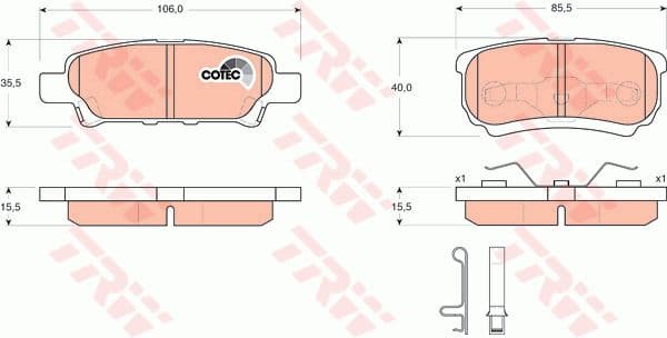Brake Pad Set, disc brake COTEC GDB3341