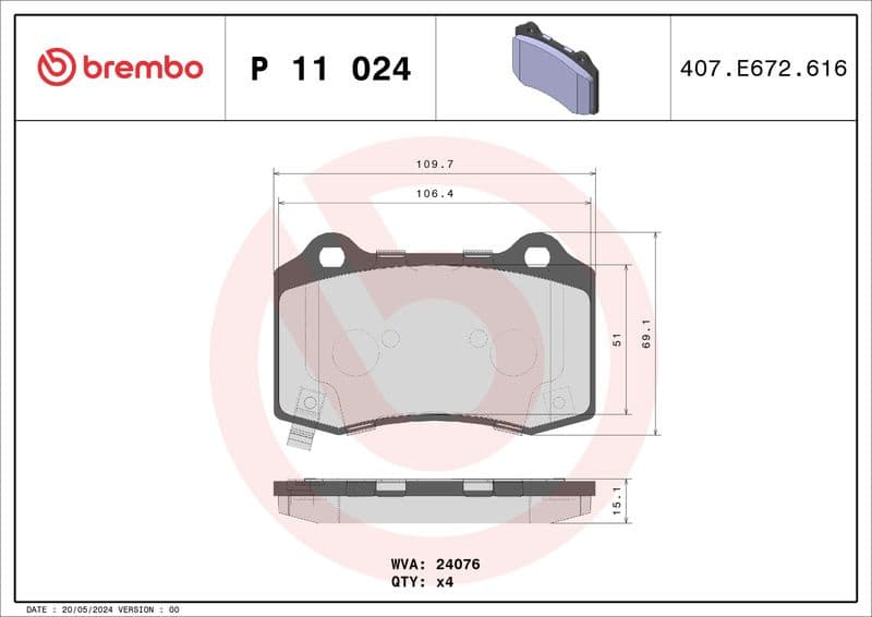 Brake Pad Set, disc brake PRIME LINE P11024 - image 3