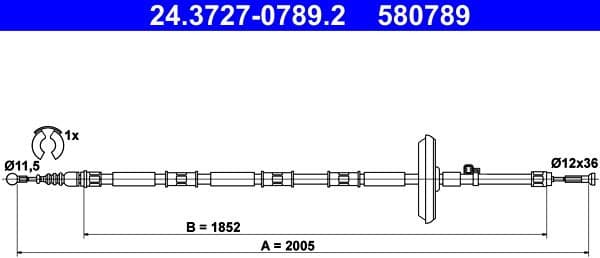 Cable Pull, parking brake 24.3727-0789.2 - image 2