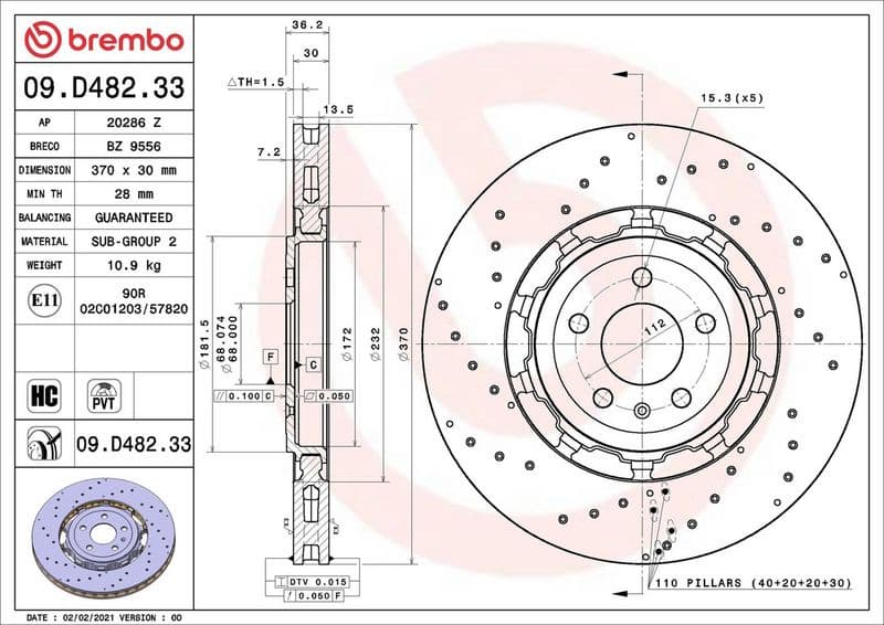 Brake Disc PRIME LINE - Dual Cast 09.D482.33 - image 2