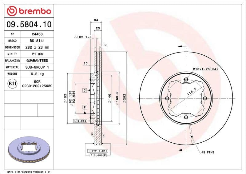 Brake Disc PRIME LINE 09.5804.10 - image 3