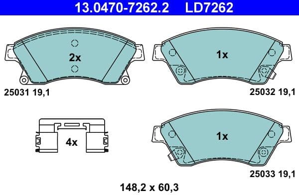 Brake Pad Set, disc brake ATE Ceramic 13.0470-7262.2 - image 2