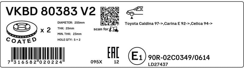 Brake Disc VKBD 80383 V2 - image 3