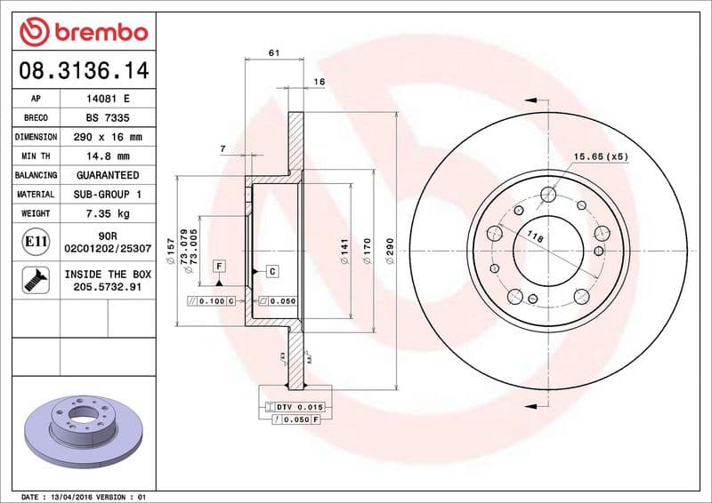 Brake Disc PRIME LINE 08.3136.14 - image 3