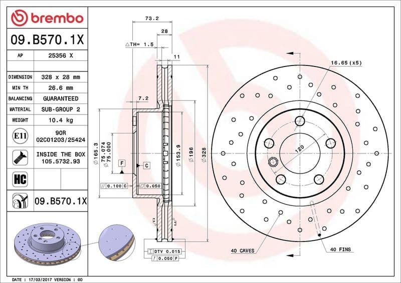 Brake Disc XTRA LINE - Xtra 09.B570.1X - image 2