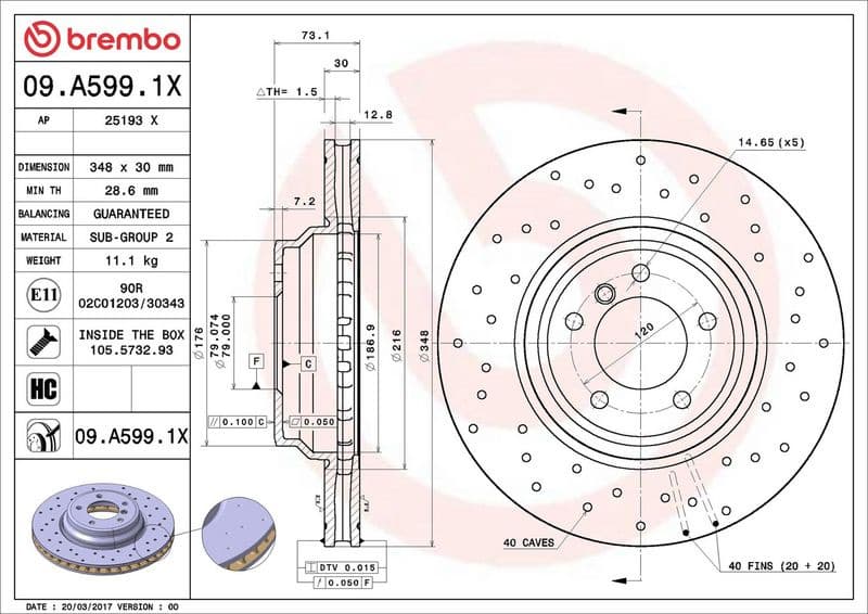 Brake Disc XTRA LINE - Xtra 09.A599.1X - image 3