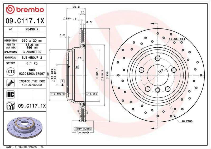 Brake Disc XTRA LINE - Xtra 09.C117.1X - image 2